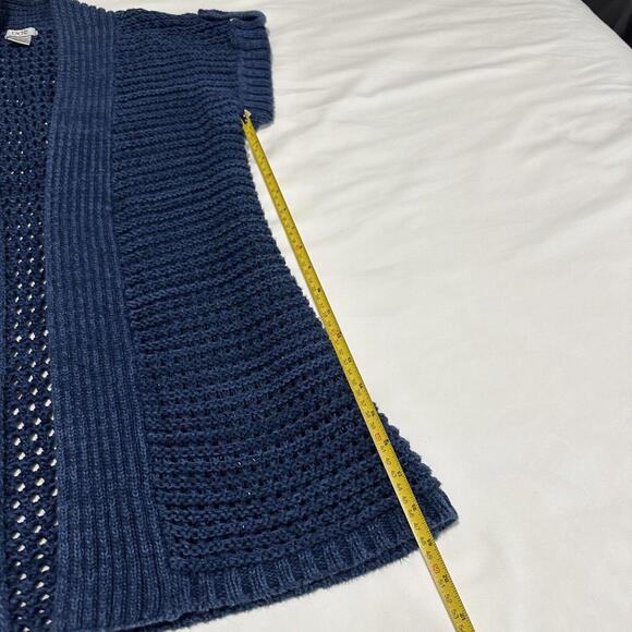 Cache Short Sleeve Open Knit Cardigan Sweater Sz M Medium Blue - Picture 6 of 10
